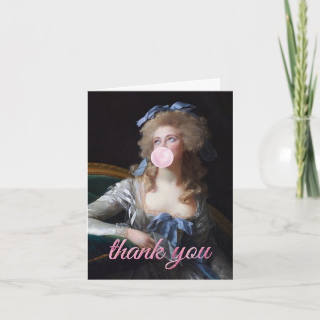 Tarjeta De Agradecimiento Demure with Pink Bubble Gum (Anverso)