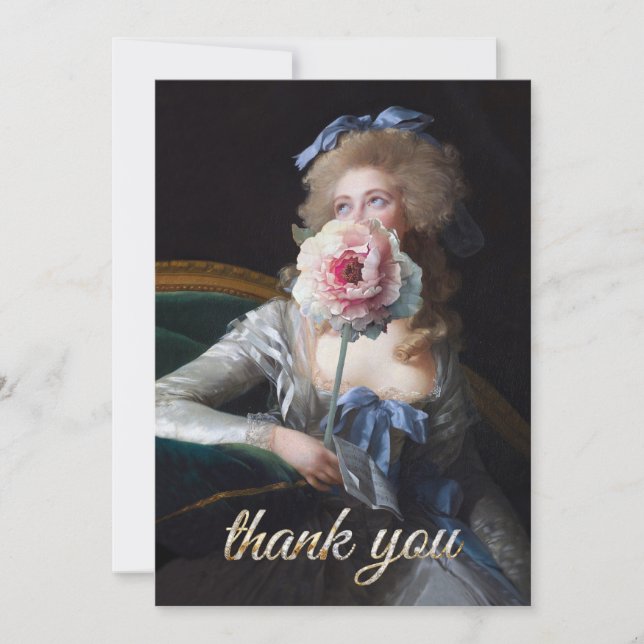 Tarjeta De Agradecimiento Demure with Pink Peony (Anverso)