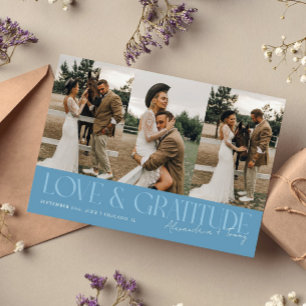 Tarjeta De Agradecimiento Denim Azul Bodas Foto Múltiple Amor & Gratitud