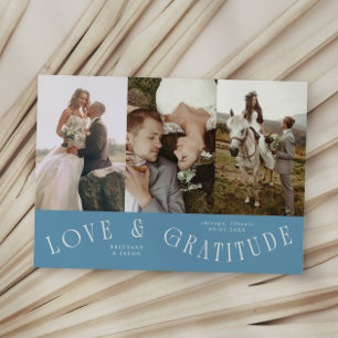 Tarjeta De Agradecimiento Denim Azul Bodas Foto Múltiples Amor & Gratitud