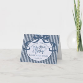 Tarjeta De Agradecimiento Denim Coquette Bow Blue Jean Baby Thank You Card 