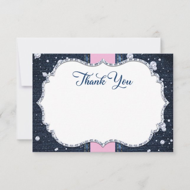 Tarjeta De Agradecimiento Denim & Diamantes  (Anverso)