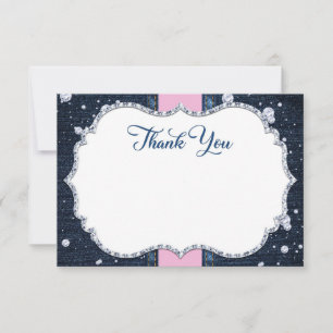 Tarjeta De Agradecimiento Denim & Diamantes
