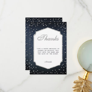 Tarjeta De Agradecimiento Denim Diamonds Purpurinas Diamantes de imitación M