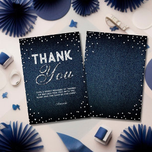 Tarjeta De Agradecimiento Denim Diamonds Purpurinas Diamantes de imitación N