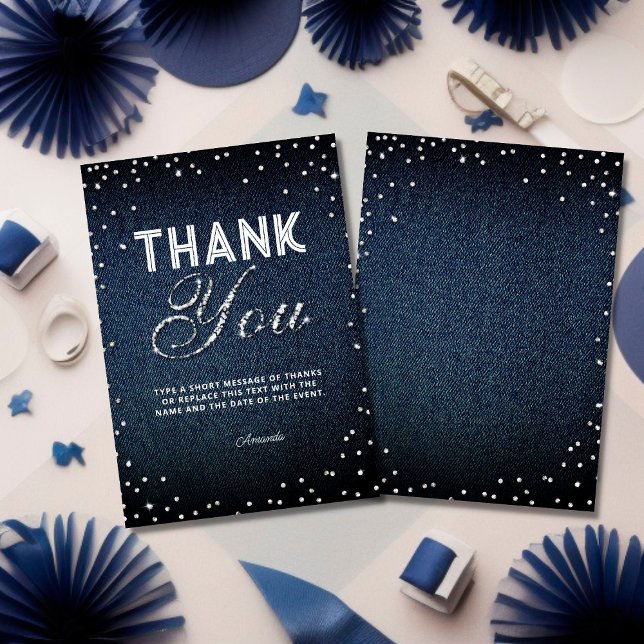Tarjeta De Agradecimiento Denim Diamonds Purpurinas Diamantes de imitación N (Subido por el creador)