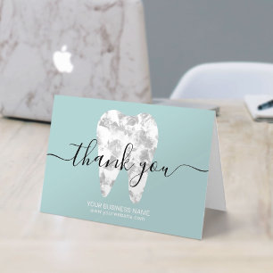 Tarjeta De Agradecimiento Dental Crystal Tooth Mint Blue Dentist Gracias