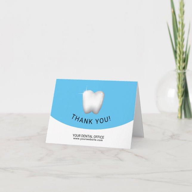Tarjeta De Agradecimiento Dental Office Dentist White Tooth Blue Gracias (Anverso)