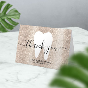 Tarjeta De Agradecimiento Dental White Tooth Moderno Oro Dentista Gracias