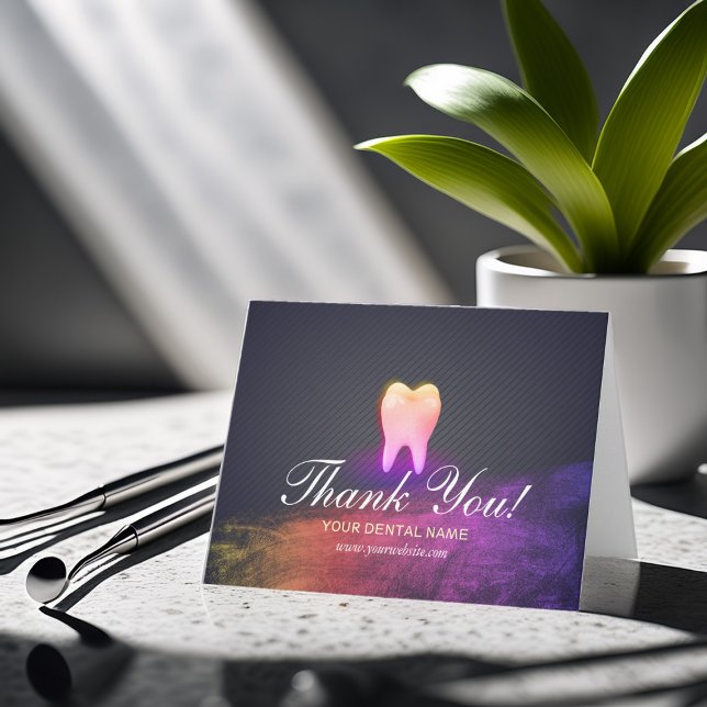 Tarjeta De Agradecimiento Dentist Dental Clinic Rosa Gold Tooth Gracias (Subido por el creador)