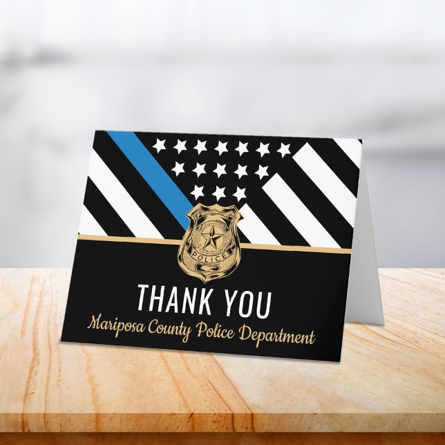 Tarjeta De Agradecimiento Departamento de Policía Aplicación de la Ley de la (Police Department Thin Blue Line Law Enforcement Thank You Card)