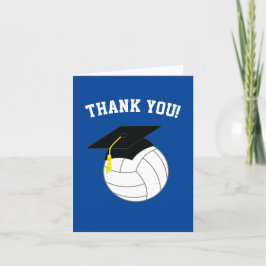 Tarjeta De Agradecimiento Deporte azul de graduación de voleibol