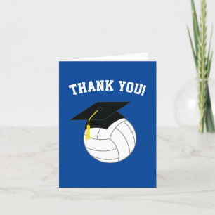 Tarjeta De Agradecimiento Deporte azul de graduación de voleibol