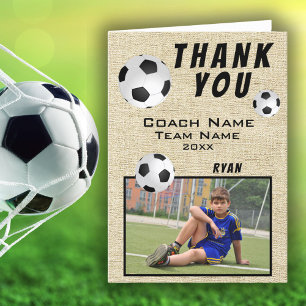 Tarjeta De Agradecimiento Deporte Fútbol Fútbol Rústico Gracias Entrenador