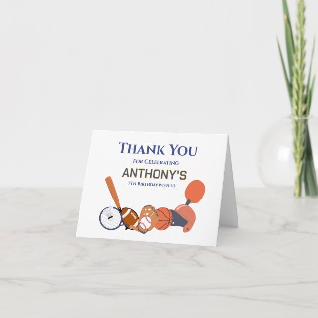Tarjeta De Agradecimiento Deportes de estrellas personalizados (Anverso)