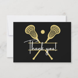 Tarjeta De Agradecimiento Deportes Gold Black and White Lacrosse