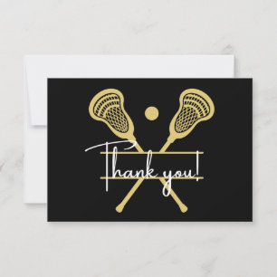 Tarjeta De Agradecimiento Deportes Gold Black and White Lacrosse