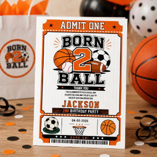 Tarjeta De Agradecimiento Deportes Niño Nacido para Jugar Fiesta de Cumpleañ