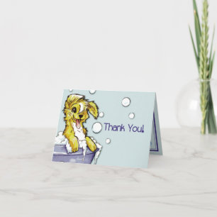 Tarjeta De Agradecimiento Derivación de perro y Mascota Groomer - Baño de bu
