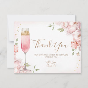 Tarjeta De Agradecimiento Desayuno Brunch de Flores Rosadas Elegantes y Brid