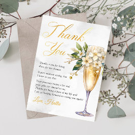 Tarjeta De Agradecimiento Desayuno Brunch Floral con Champán y Ducha Nupcial