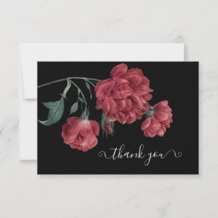 Tarjeta De Agradecimiento Desayuno Brunch Nupcial de Flores Negras Vintage