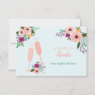 Tarjeta De Agradecimiento Desayuno de Mimosa y Flores con Burbujas para Desp