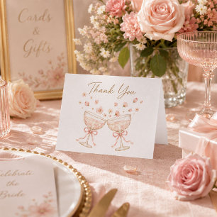 Tarjeta De Agradecimiento Desayuno de novia Petals & Prosecco