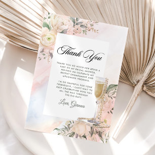 Tarjeta De Agradecimiento Desayuno Floral Y Brunch Nupcial Con Burbujas