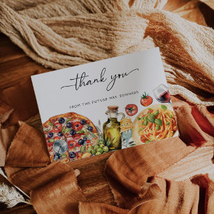 Tarjeta De Agradecimiento Desayuno Nupcial de Comida Italiana con Acuarela