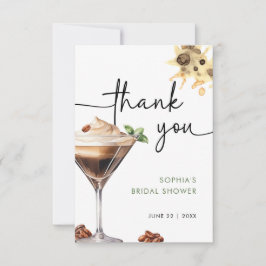 Tarjeta De Agradecimiento Desayuno Nupcial de Martini de Espresso con Acuare
