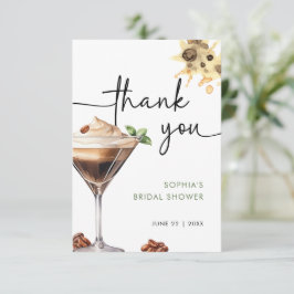 Tarjeta De Agradecimiento Desayuno Nupcial de Martini de Espresso con Acuare