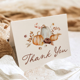 Tarjeta De Agradecimiento Desayuno Nupcial Floral de Calabaza Rústica
