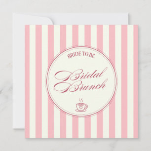 Tarjeta De Agradecimiento Desayuno Nupcial Rayas Rosadas Cafe Vintage Boda