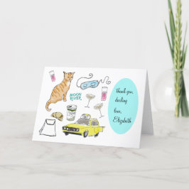 Tarjeta De Agradecimiento Desayuno retro a mano en Tiffanys Girly