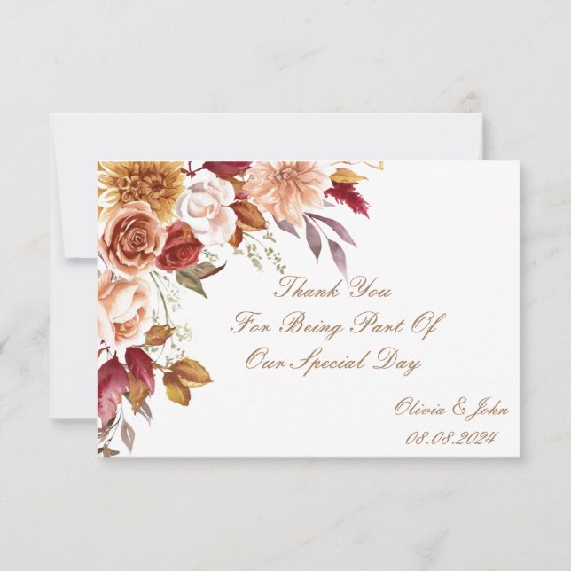 TARJETA DE AGRADECIMIENTO DESAYUNO ROMÁNTICO DE OTOÑO  (Anverso)