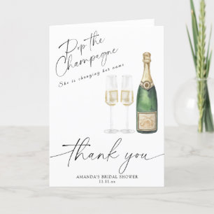 Tarjeta De Agradecimiento Descorcha el champán - gracias bridal shower