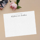 Tarjeta De Agradecimiento Desde el futuro señora Bridal Ducha personalizada<br><div class="desc">Una tarjeta de agradecimiento limpia y clásica para escribir notas de agradecimiento a los huéspedes de la ducha de novia. Este diseño minimalista incluye la frase "una nota de la futura señora su nombre" en el serif negro y letra de guión.</div>