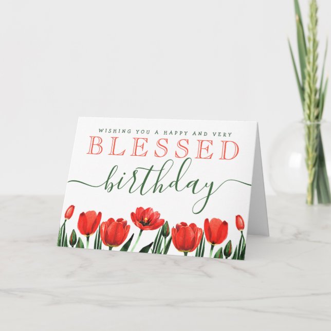 Tarjeta De Agradecimiento Deseándote un cumpleaños bendecido (Anverso)