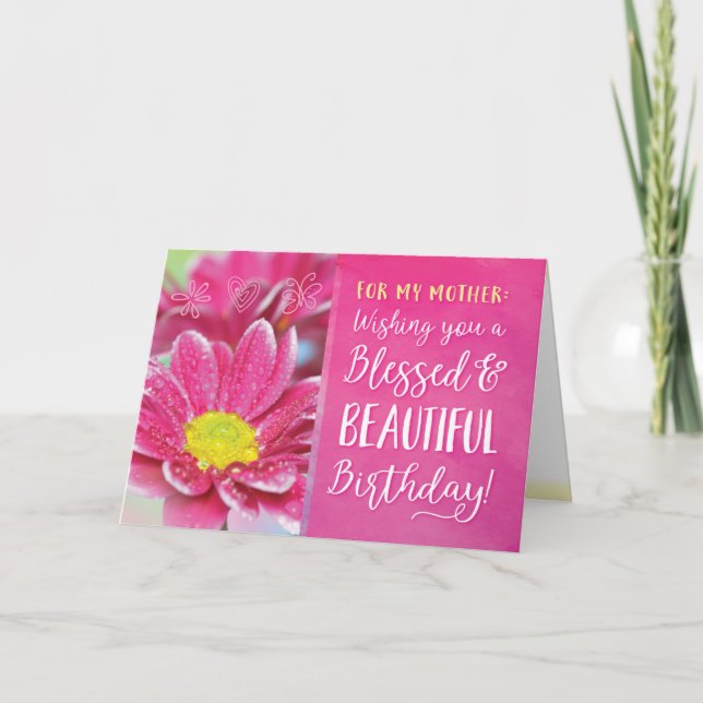 Tarjeta De Agradecimiento Deseándote un cumpleaños bendito y hermoso (Anverso)