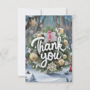 Tarjeta De Agradecimiento Desear vacaciones felices de invierno con copas de