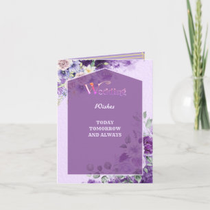 Tarjeta De Agradecimiento Deseo y saludo de boda floral violeta