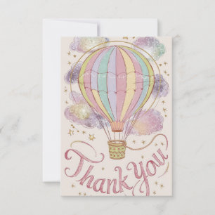 Tarjeta De Agradecimiento Deseos A La Cuta Globo De Aire Caliente