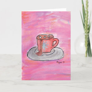 Tarjeta De Agradecimiento Deseos de Chocolate Caliente - Arte Infantil para