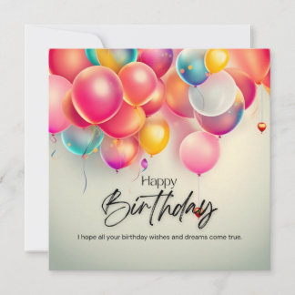 Tarjeta De Agradecimiento Deseos de cumpleaños coloridos