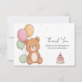 Tarjeta De Agradecimiento Deseos de cumpleaños de oso dulce