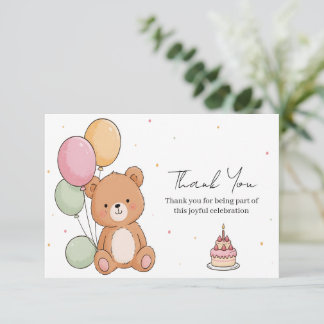 Tarjeta De Agradecimiento Deseos de cumpleaños de oso dulce