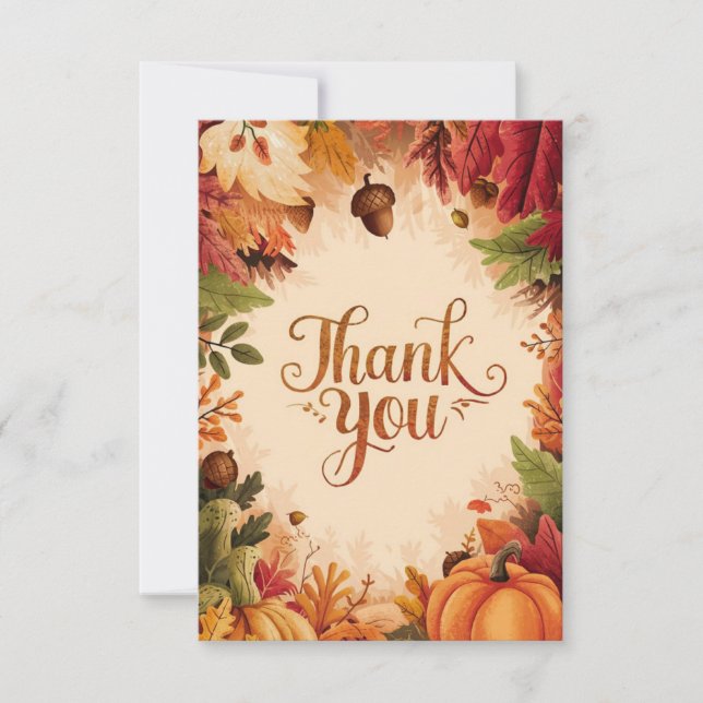 Tarjeta De Agradecimiento Deseos Pastel Otoño Caída (Anverso)