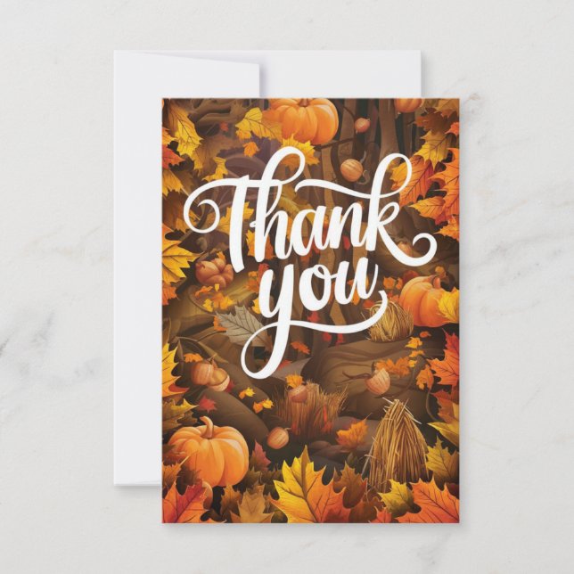 Tarjeta De Agradecimiento Deseos Pastel Otoño Caída (Anverso)