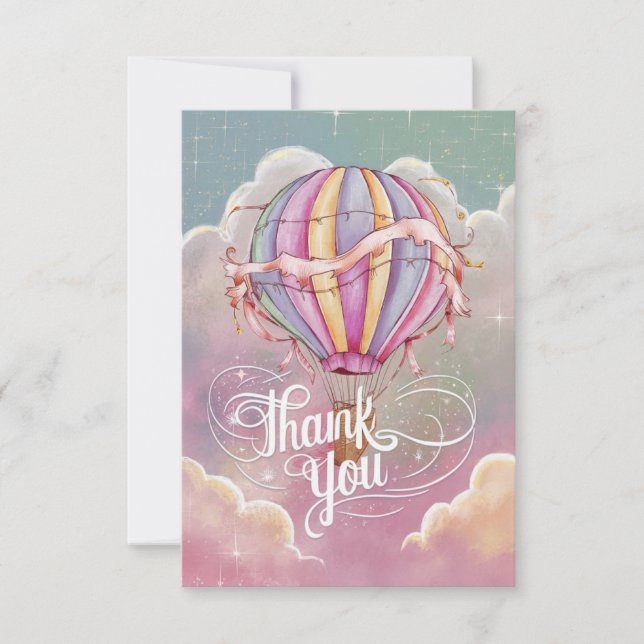 Tarjeta De Agradecimiento Deseos simples Globo de aire caliente (Anverso)